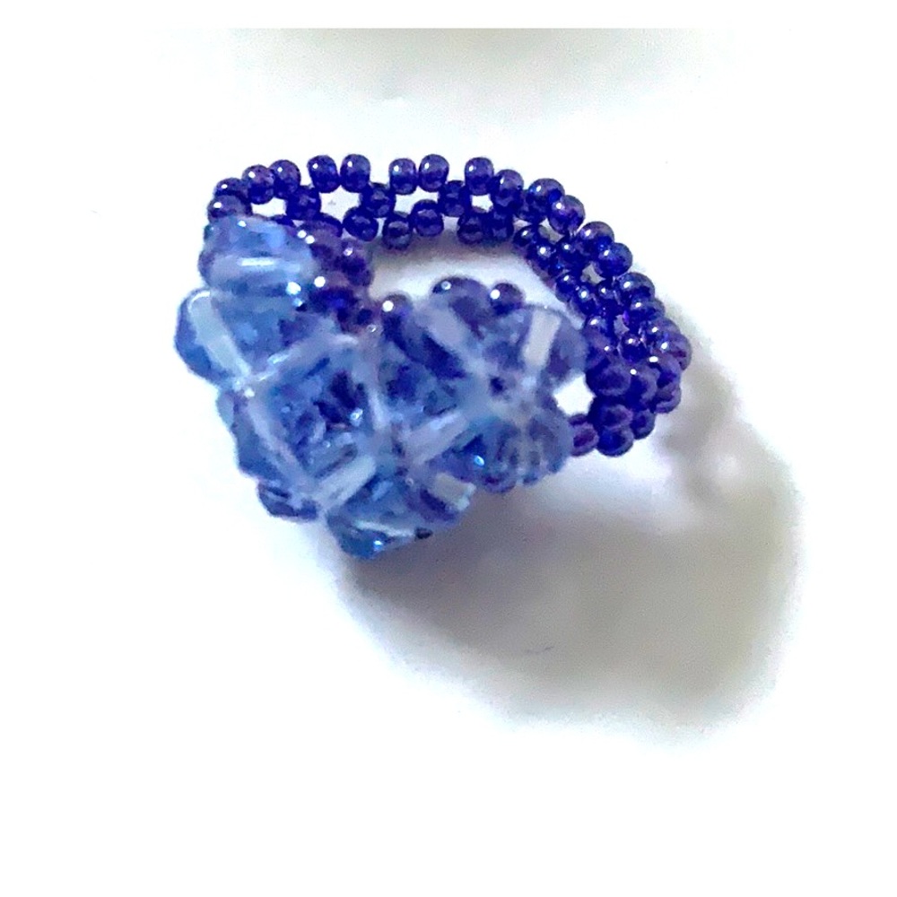 3/$10 Handmade heart shaped beaded ring